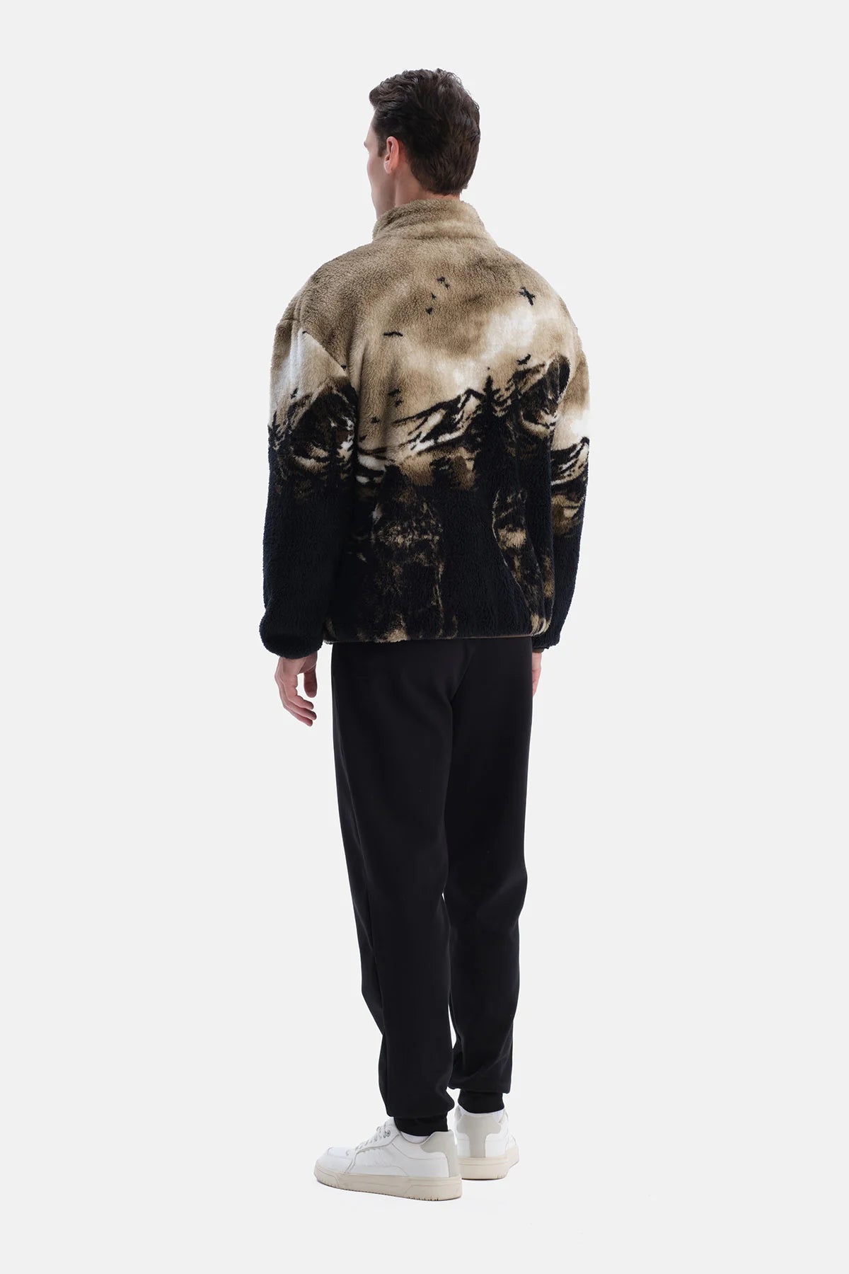 Haki Dağ Manzaralı Sweatshirt