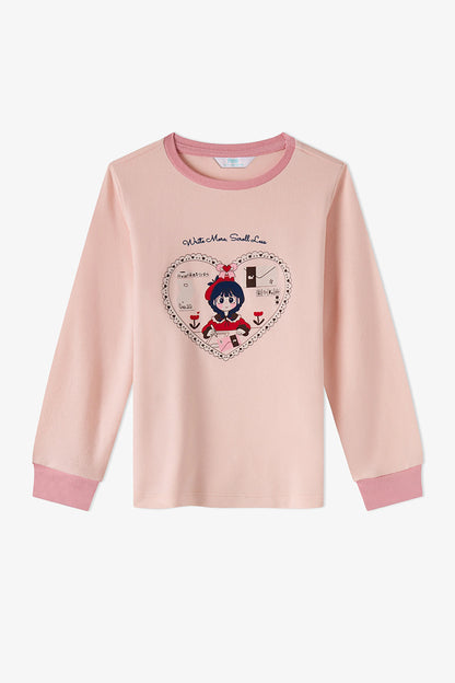 Kız Çocuk Açık Pembe Snailmail Uzun Kollu Pijama Takımı