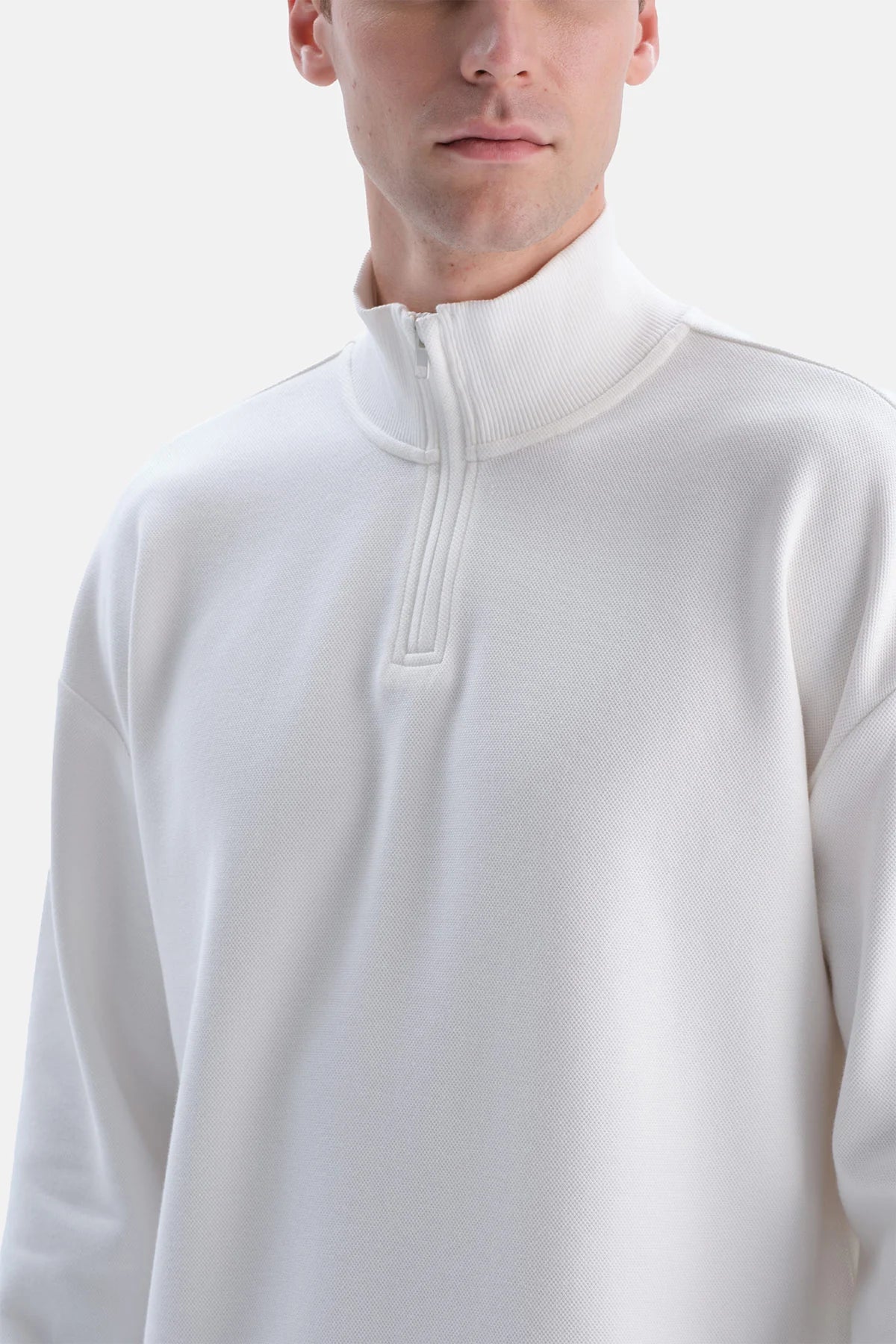 Ekru Halfzip Pike Interlok Sweatshirt