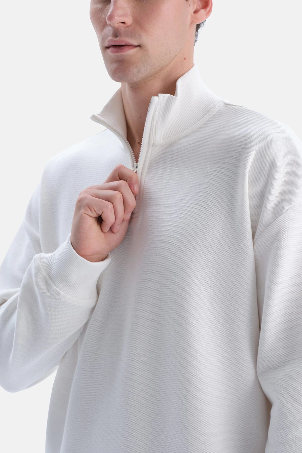 Ekru Halfzip Pike Interlok Sweatshirt