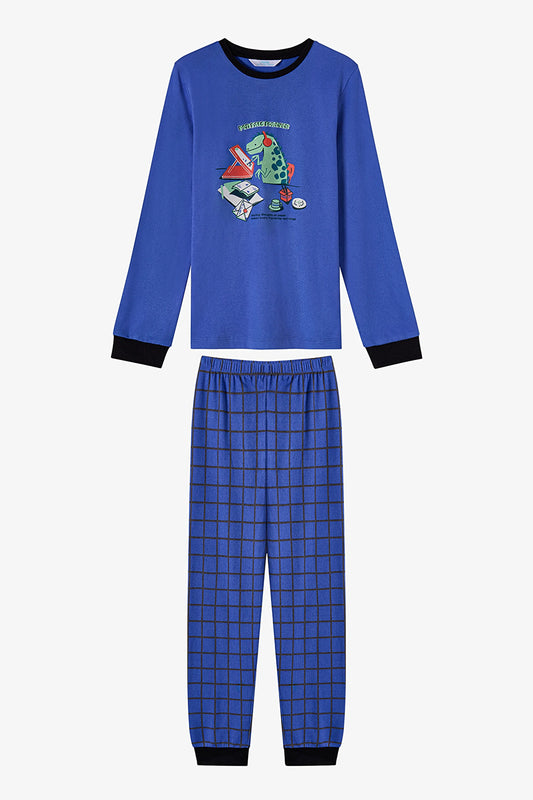 Erkek Çocuk Saks Pen Pals Uzun Kollu Pijama Takımı