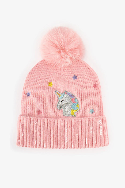 Kız Çocuk Pembe Unicorn Bere