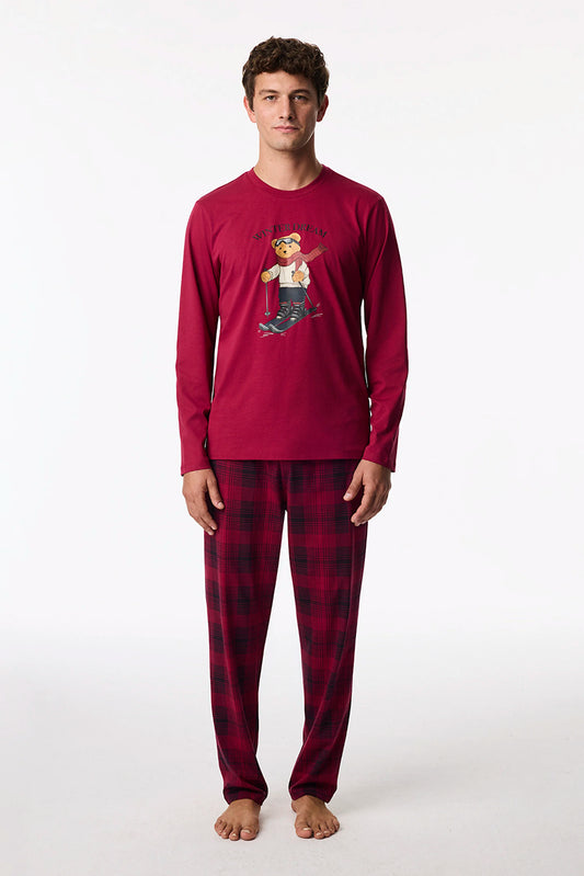 Erkek Ski Dream Ayı Desenli Pantolon Uzun Kollu Pijama Takımı