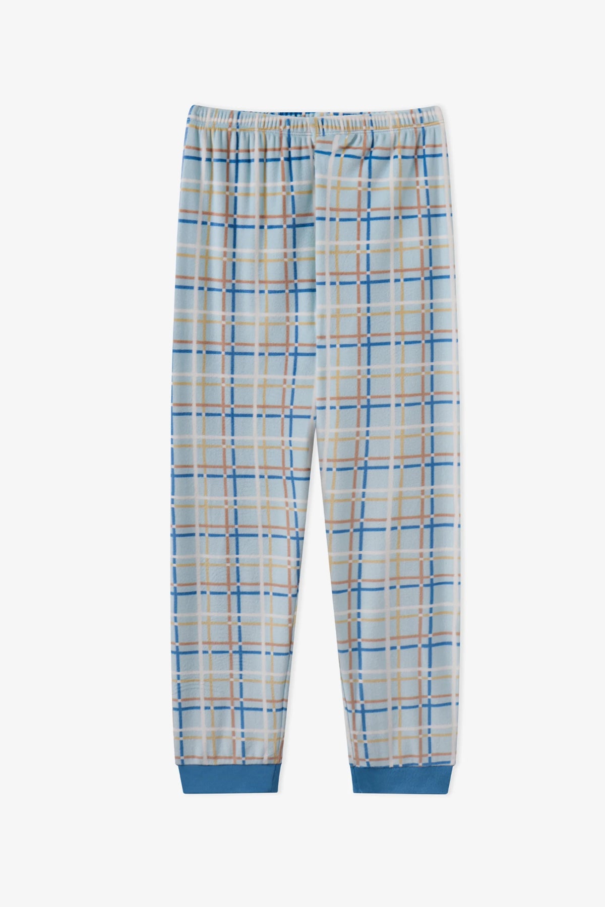 Erkek Çocuk Pastel Mavi Skyline Checks Tef Uzun Kollu Pijama Takımı