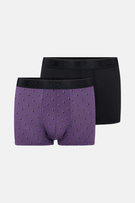 Mor-siyah 2'li Desenli Micro Modal Boxer