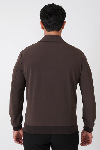 Slim Fit Önü Fermuarlı Etek Kol Ribanalı Esnek Kahverengi Mont Mt 184