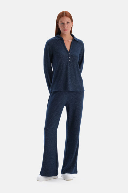 Lacivert Bol Paça Basic Pantolon