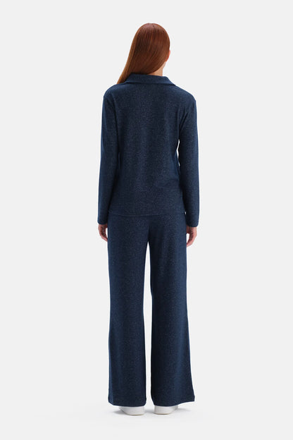 Lacivert Bol Paça Basic Pantolon