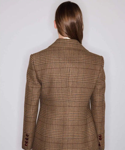 Kahverengi Ekose Desen Bel Vurgulu Blazer Iw6260106145074 | Ipekyol