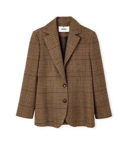Kahverengi Ekose Desen Bel Vurgulu Blazer Iw6260106145074 | Ipekyol