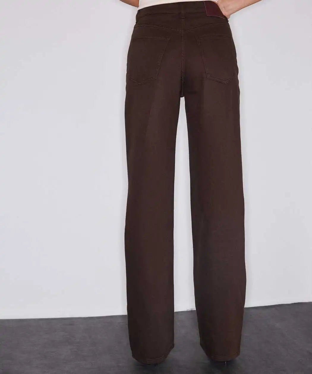 Kahverengi Metal Aksesuarlı Wide Leg Jean Pantolon Iw6260018060074 | Ipekyol