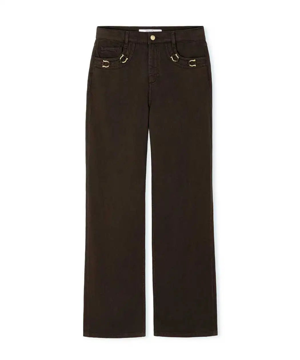 Kahverengi Metal Aksesuarlı Wide Leg Jean Pantolon Iw6260018060074 | Ipekyol