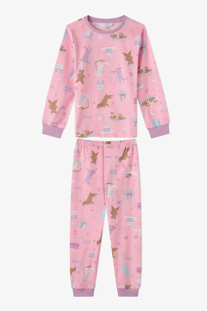 Kız Çocuk Pembe Season Fun Pamuklu Uzun Kollu 2'li Pijama Takımı