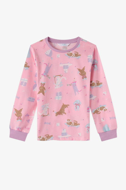 Kız Çocuk Pembe Season Fun Pamuklu Uzun Kollu 2'li Pijama Takımı