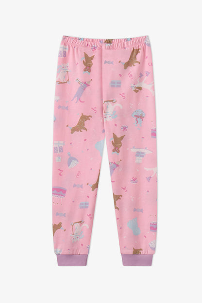Kız Çocuk Pembe Season Fun Pamuklu Uzun Kollu 2'li Pijama Takımı