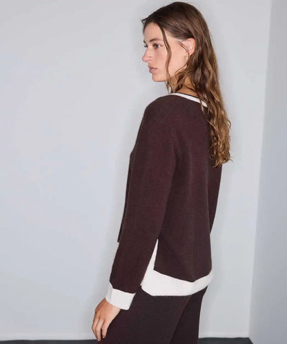 Kahverengi Yün Içerikli Colorblock Triko Iw6260050218186 | Ipekyol
