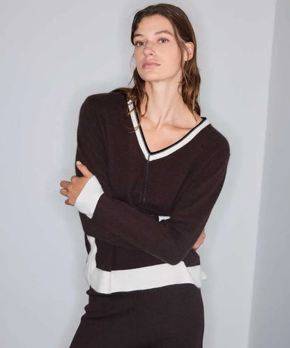 Kahverengi Yün Içerikli Colorblock Triko Iw6260050218186 | Ipekyol