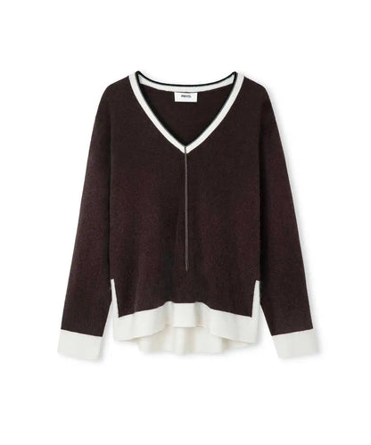 Kahverengi Yün Içerikli Colorblock Triko Iw6260050218186 | Ipekyol