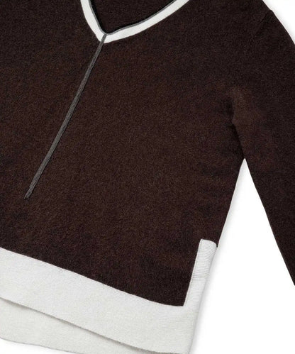 Kahverengi Yün Içerikli Colorblock Triko Iw6260050218186 | Ipekyol