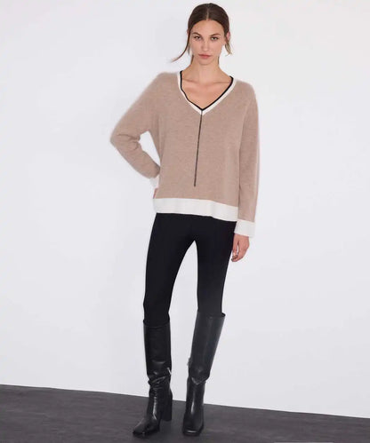 Bej Yün Içerikli Colorblock Triko Iw6260050218090 | Ipekyol