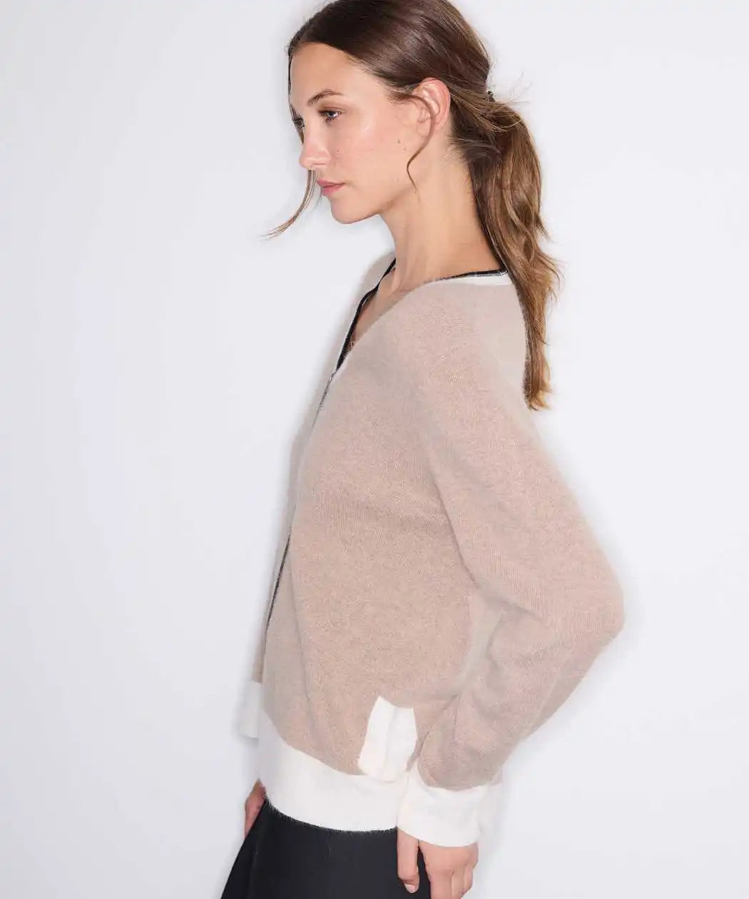 Bej Yün Içerikli Colorblock Triko Iw6260050218090 | Ipekyol