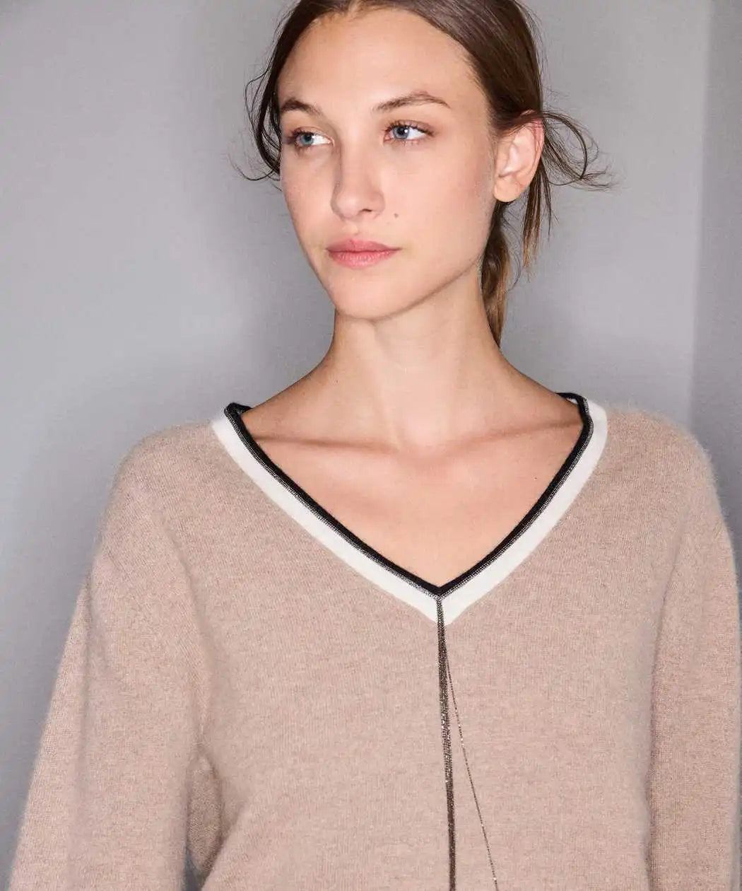 Bej Yün Içerikli Colorblock Triko Iw6260050218090 | Ipekyol