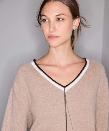 Bej Yün Içerikli Colorblock Triko Iw6260050218090 | Ipekyol