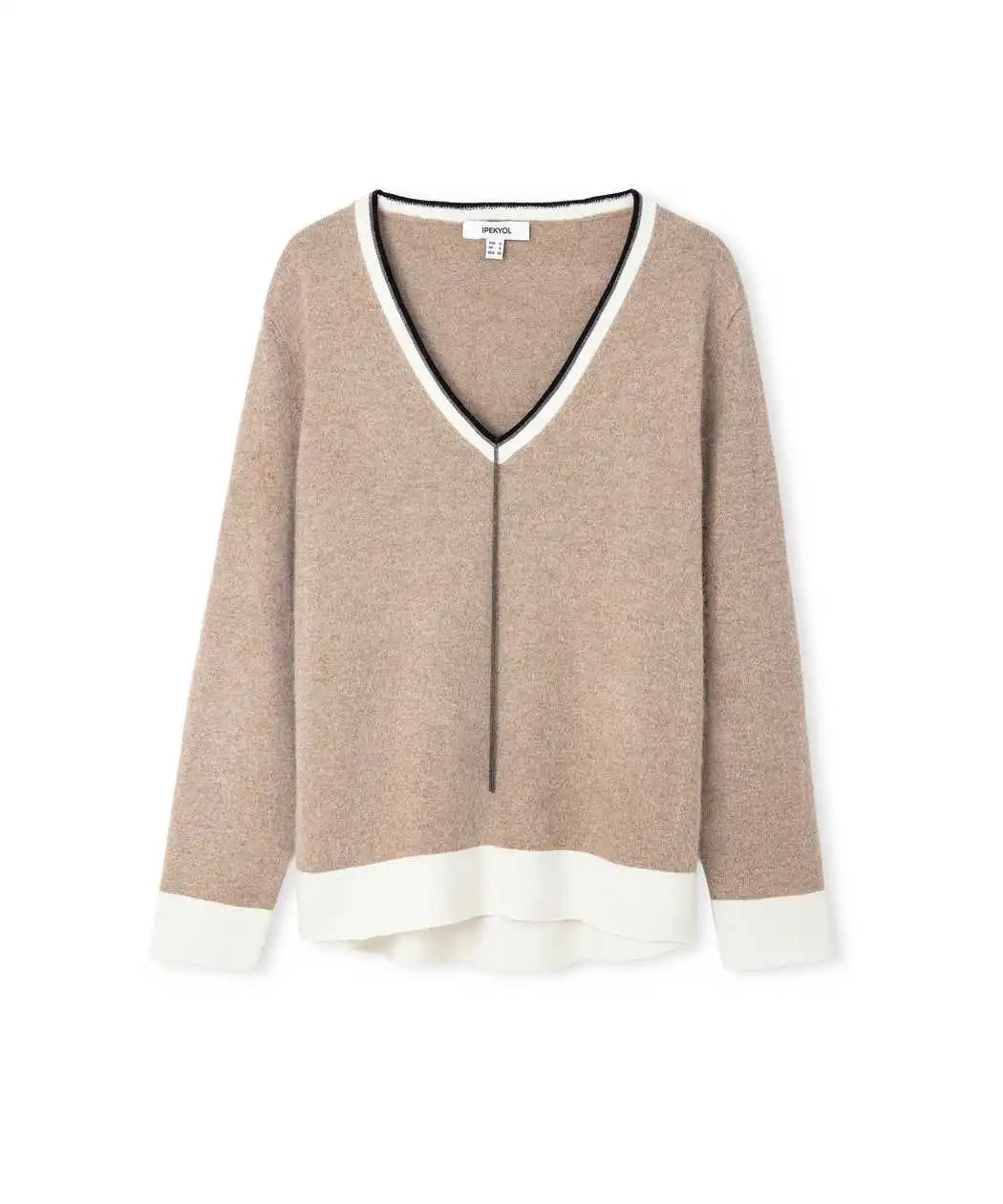 Bej Yün Içerikli Colorblock Triko Iw6260050218090 | Ipekyol