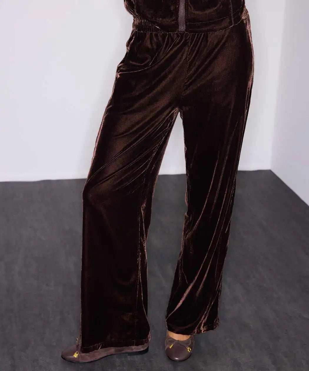 Kahverengi Kadife Wide Leg Pantolon Iw6260003219006 | Ipekyol