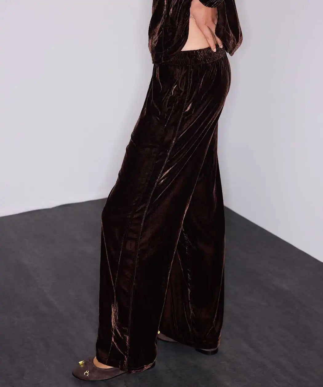Kahverengi Kadife Wide Leg Pantolon Iw6260003219006 | Ipekyol