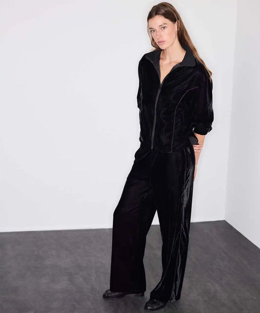 Siyah Kadife Wide Leg Pantolon Iw6260003219001 | Ipekyol