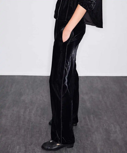 Siyah Kadife Wide Leg Pantolon Iw6260003219001 | Ipekyol