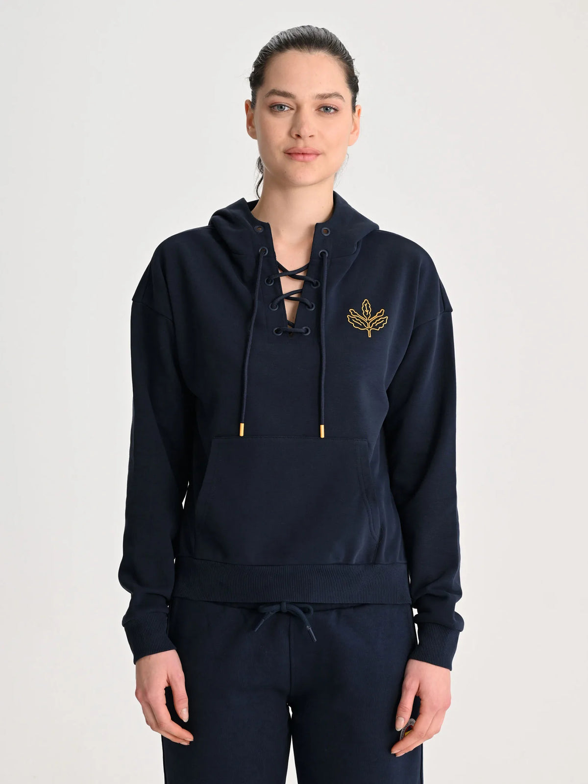 Fenerbahçe Lacivert Tribün Ipli Yakalı Kadın Oversize Sweatshirt