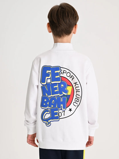Fenerbahçe Beyaz Tribün Sırt Baskılı Çocuk Sweatshirt