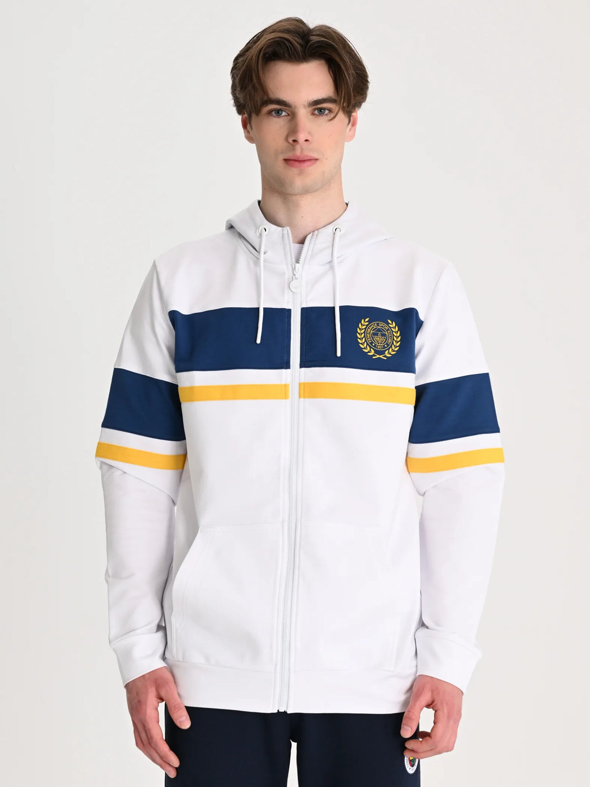 Fenerbahçe Beyaz Kolej Çelenk Logolu Erkek Sweatshirt