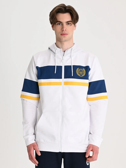 Fenerbahçe Beyaz Kolej Çelenk Logolu Erkek Sweatshirt
