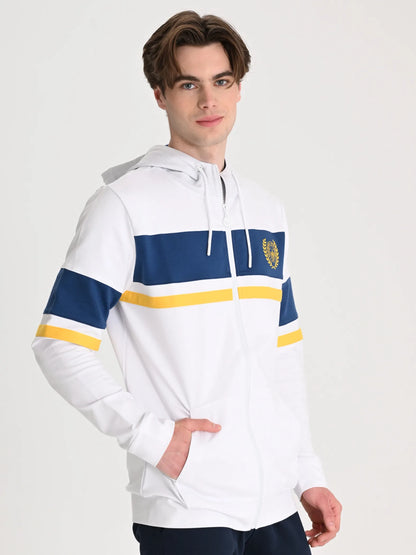 Fenerbahçe Beyaz Kolej Çelenk Logolu Erkek Sweatshirt