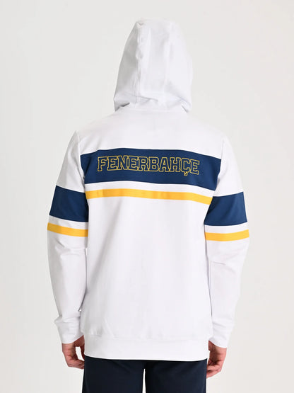 Fenerbahçe Beyaz Kolej Çelenk Logolu Erkek Sweatshirt