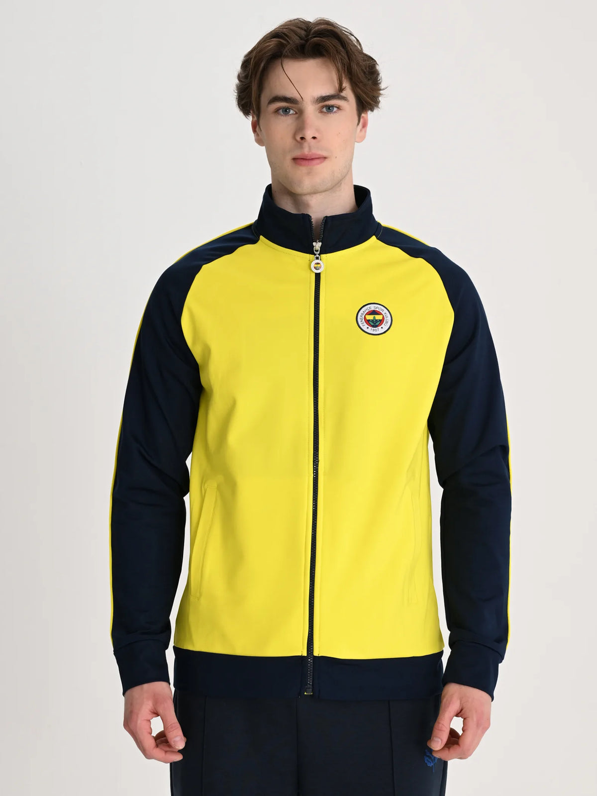 Fenerbahçe Sarı Tribün Nakış Logolu Erkek Oversize Sweatshirt