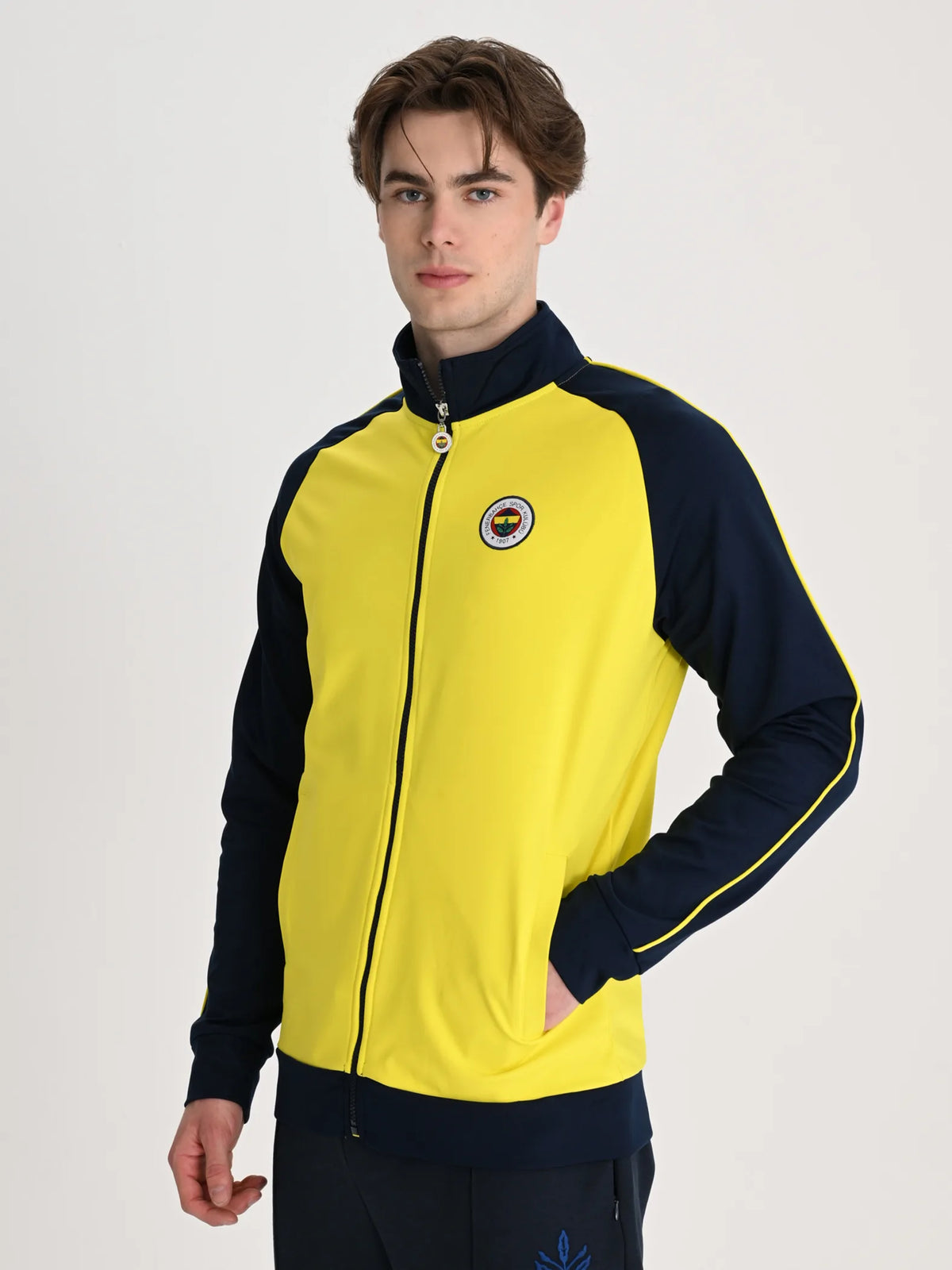 Fenerbahçe Sarı Tribün Nakış Logolu Erkek Oversize Sweatshirt