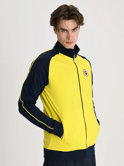 Fenerbahçe Sarı Tribün Nakış Logolu Erkek Oversize Sweatshirt