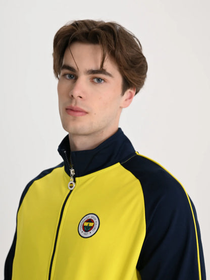 Fenerbahçe Sarı Tribün Nakış Logolu Erkek Oversize Sweatshirt