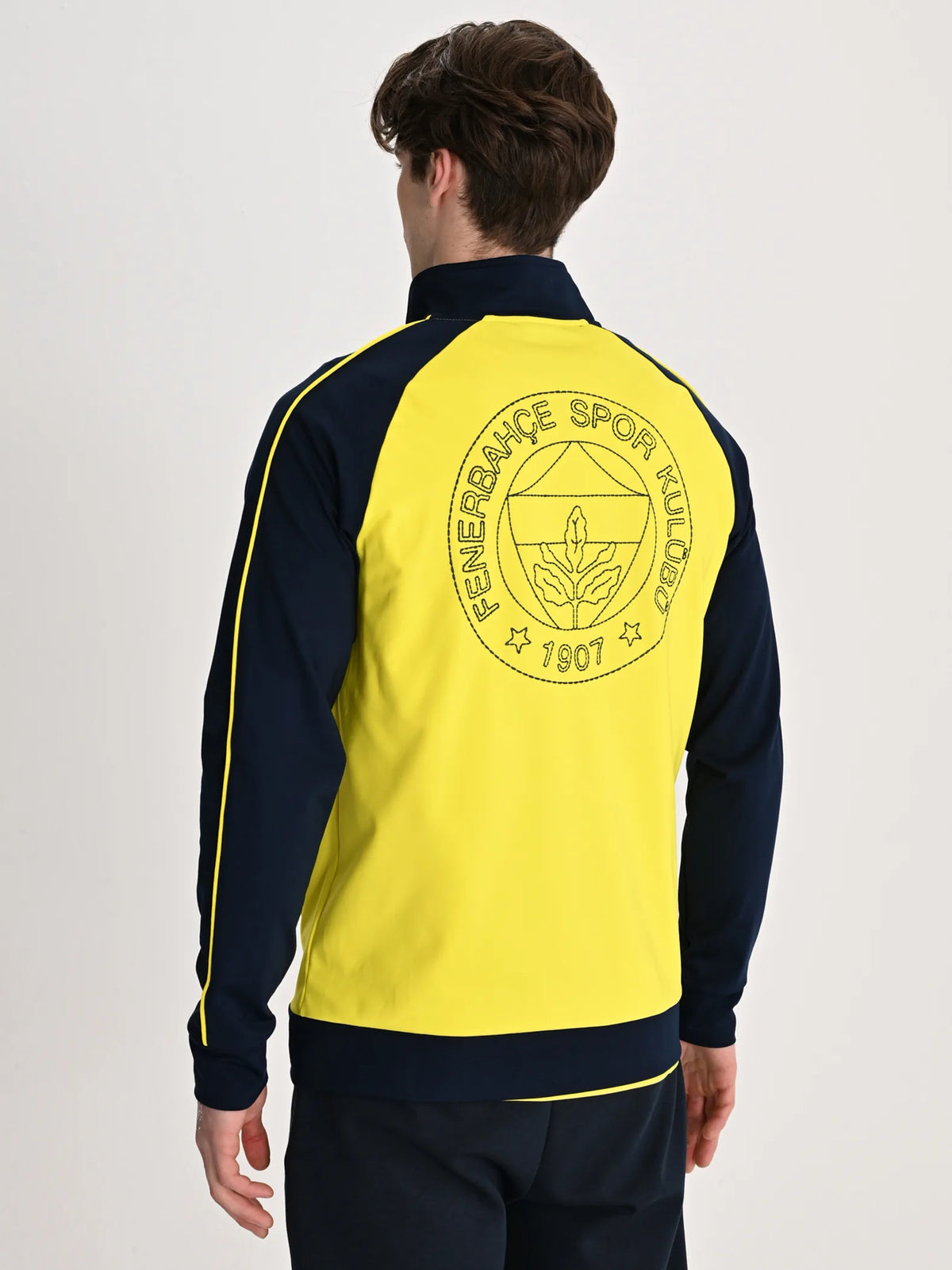 Fenerbahçe Sarı Tribün Nakış Logolu Erkek Oversize Sweatshirt