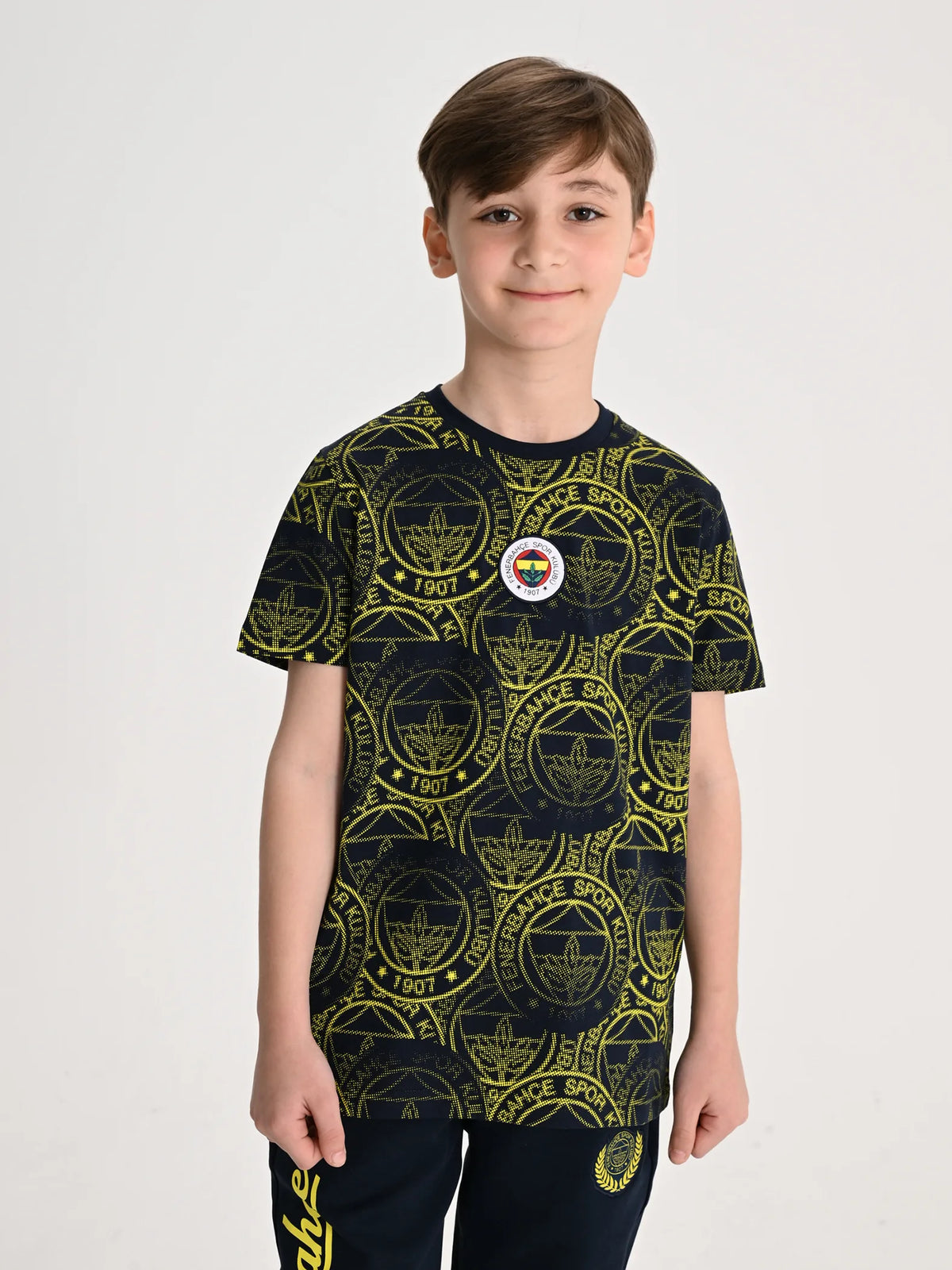 Fenerbahçe Lacivert Tribün Halftone Patternli Çocuk Tshirt