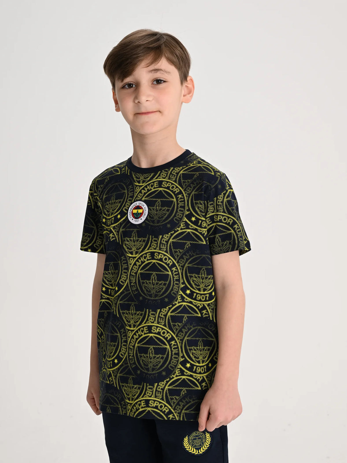 Fenerbahçe Lacivert Tribün Halftone Patternli Çocuk Tshirt