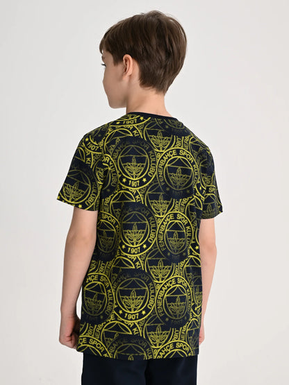 Fenerbahçe Lacivert Tribün Halftone Patternli Çocuk Tshirt