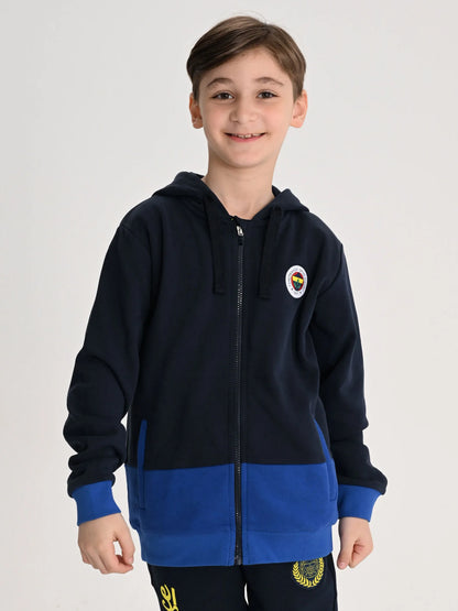 Fenerbahçe Lacivert Tribün Renk Bloklu Çocuk Sweatshirt