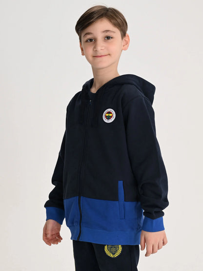 Fenerbahçe Lacivert Tribün Renk Bloklu Çocuk Sweatshirt