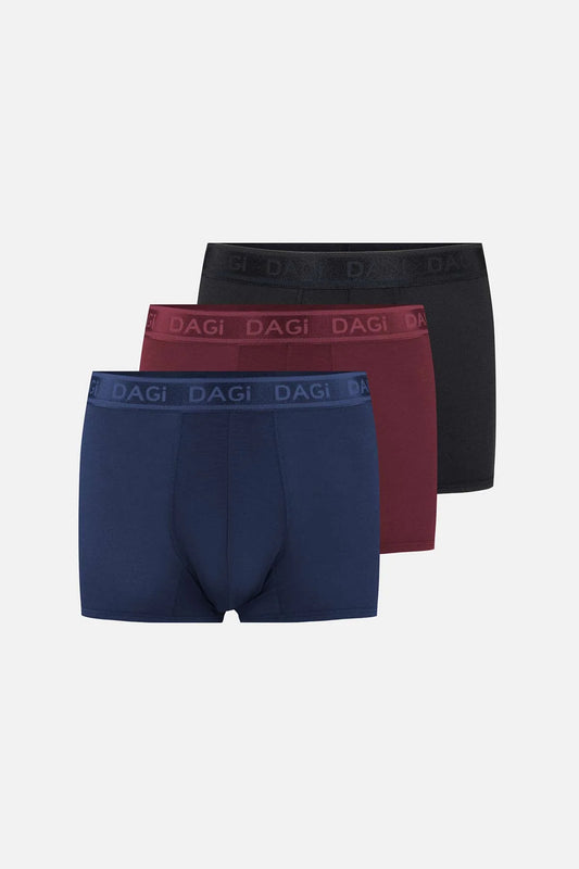 Siyah-bordo-lacivert 3'lü Düz Micro Modal Boxer