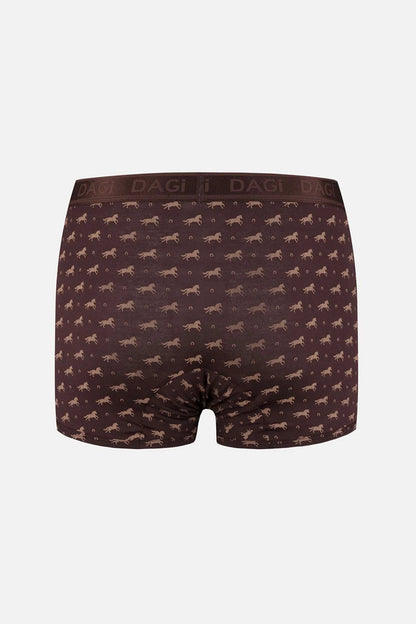 Bordo-kahve 3'lü Desenli Micro Modal Boxer